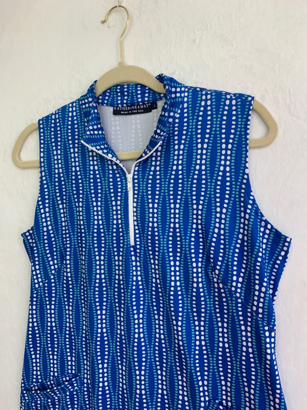 Katherine Way 1/4 Zip Sleeveless Shift Dress Blue Sz S - Picture 3 of 9